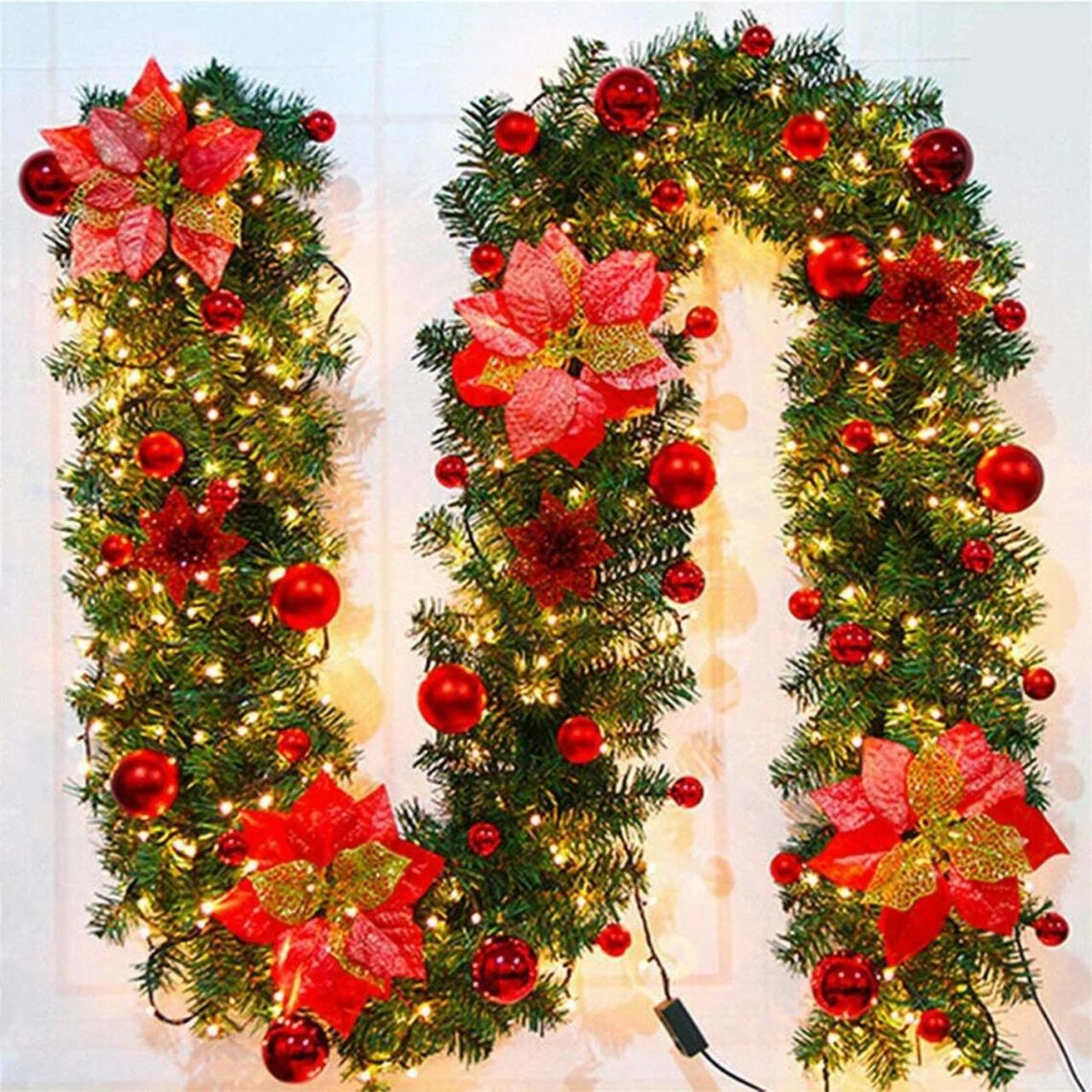 christmas decorations indoor garland PreLit Christmas Garland, Realistic Christmas Garland with 200 Tips