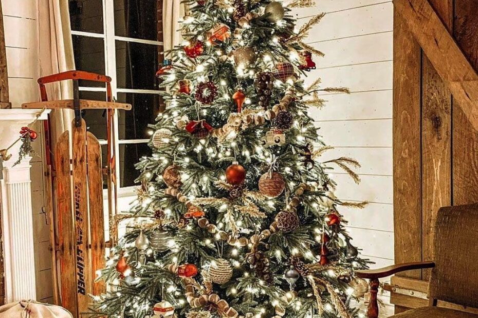 country decor christmas trees 15 Beautifully Decorated WintryRustic Christmas Tree Ideas Rustic