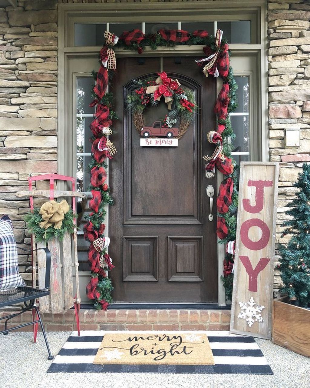 porch decor ideas for christmas 32 The Best Christmas Front Door Decorations Ideas Front porch