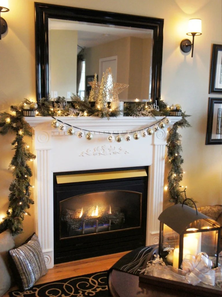 fireplace christmas decor ideas with tv 20 Awesome Christmas Fireplace Mantel Decoration Ideas Instaloverz