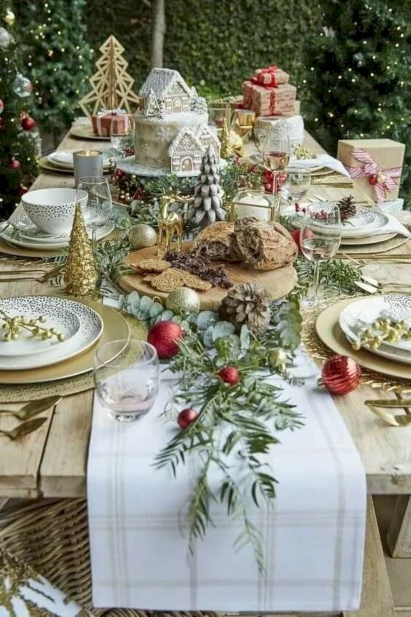 christmas brunch table decor ideas Cool 46 Stunning Winter Table Ideas For Winter Décor. More at https