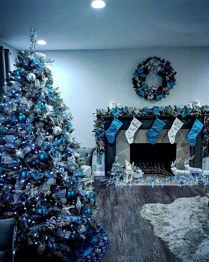 blue silver christmas decor Blue and Silver Christmas Tree Decorations