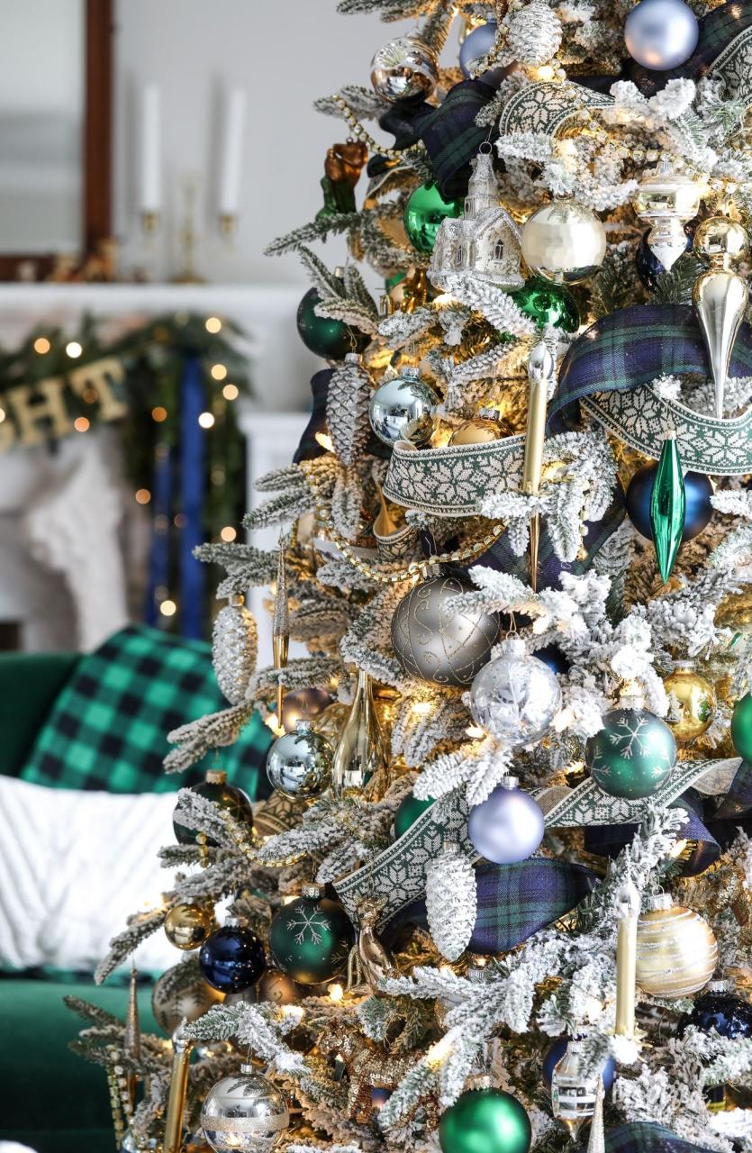 navy and green christmas decor Navy and Green Christmas Tree Christmas Tree Decor Ideas Christmas