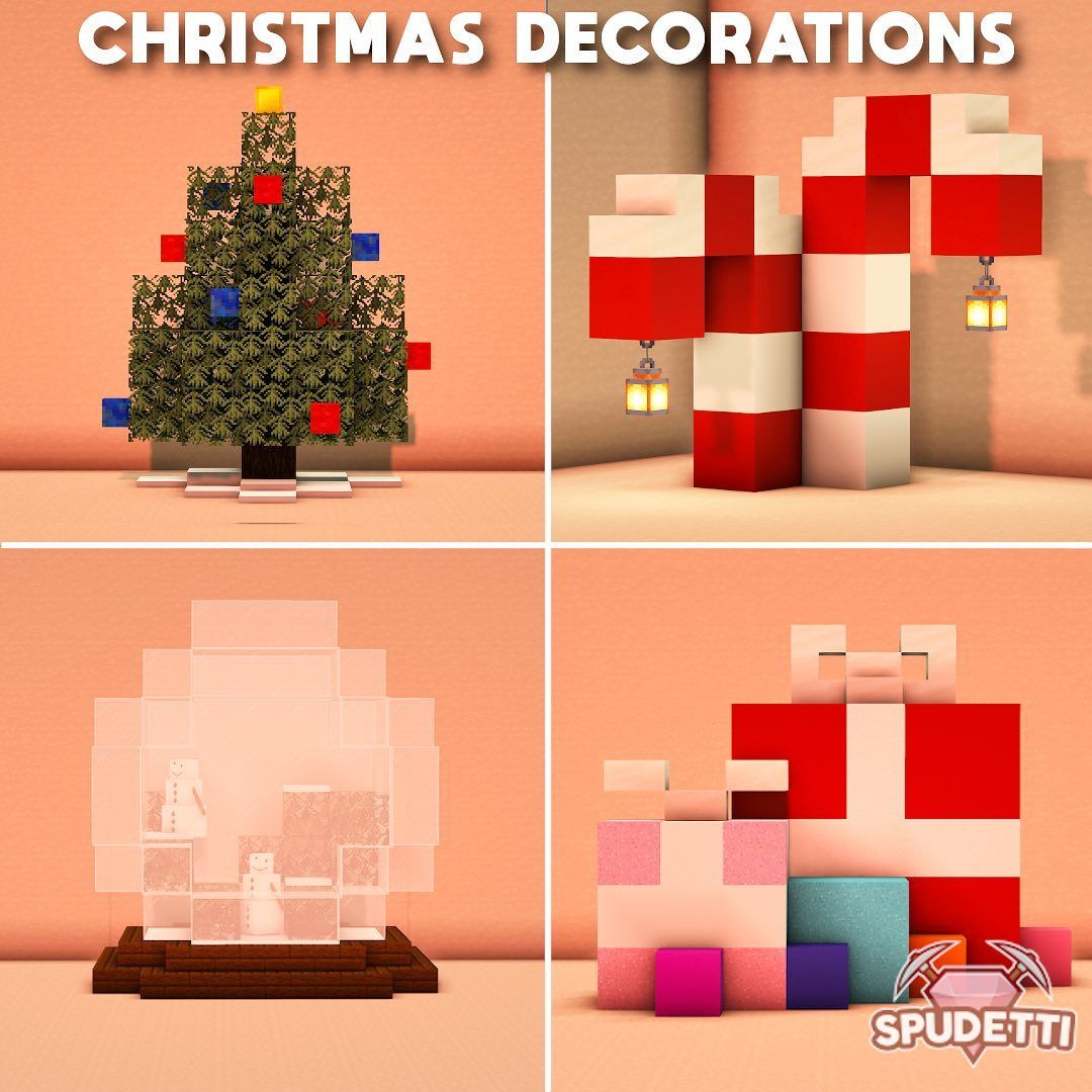 christmas decoration ideas minecraft Spudetti Minecraft Builds on Instagram "A few Christmas decoration