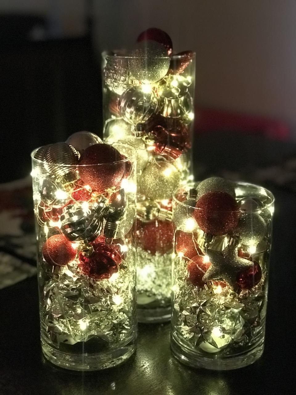 lighted christmas tabletop decor DIY Christmas table centerpiece with lights 🌟 Christmas table