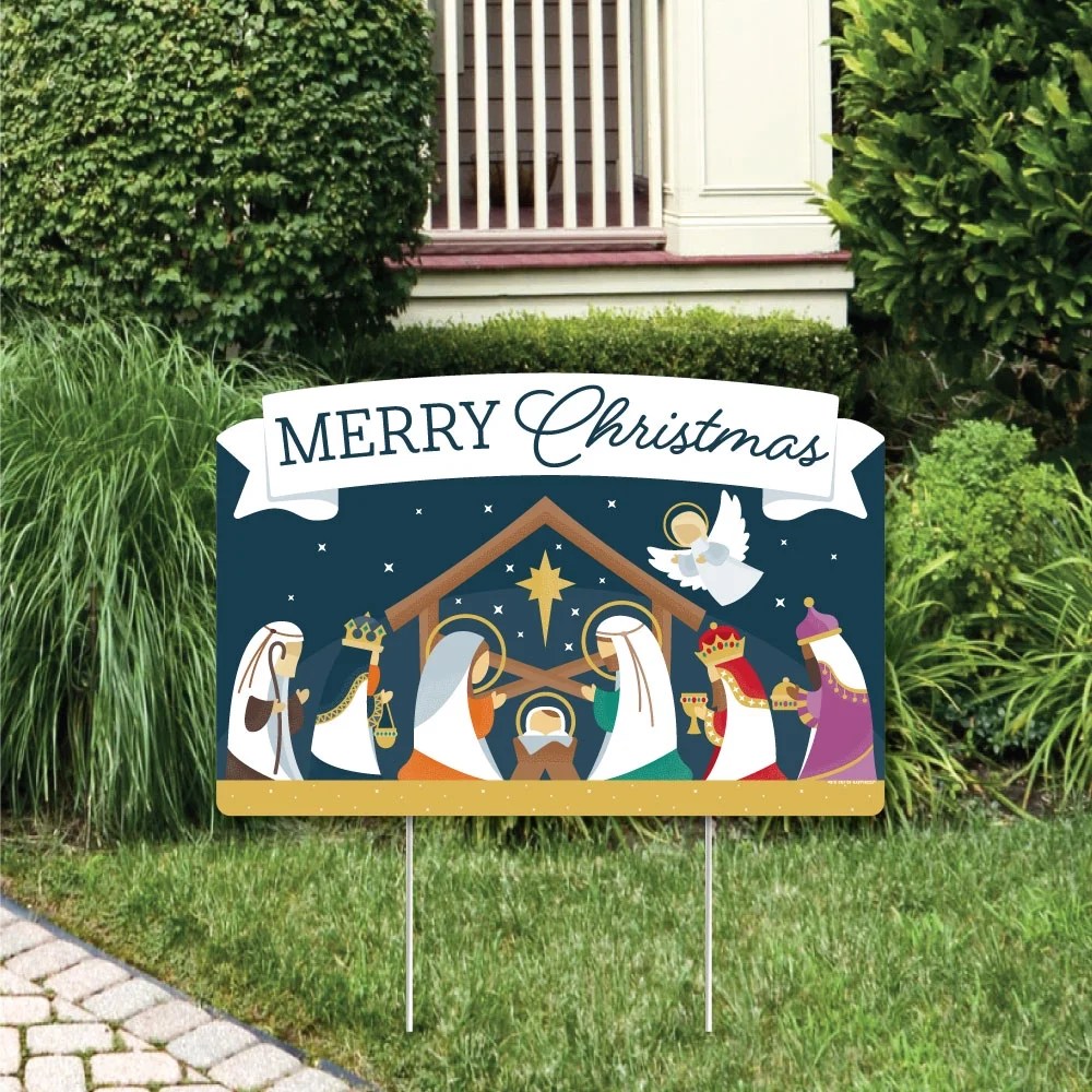 christmas decorations outdoor jesus Holy Nativity Manger Scene Religious Christmas Yard Sign Lawn