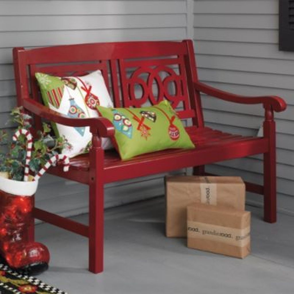 christmas decor for outdoor bench Awesome 45 Amazing Outdoor Christmas Ideas For Porch Décor. More at