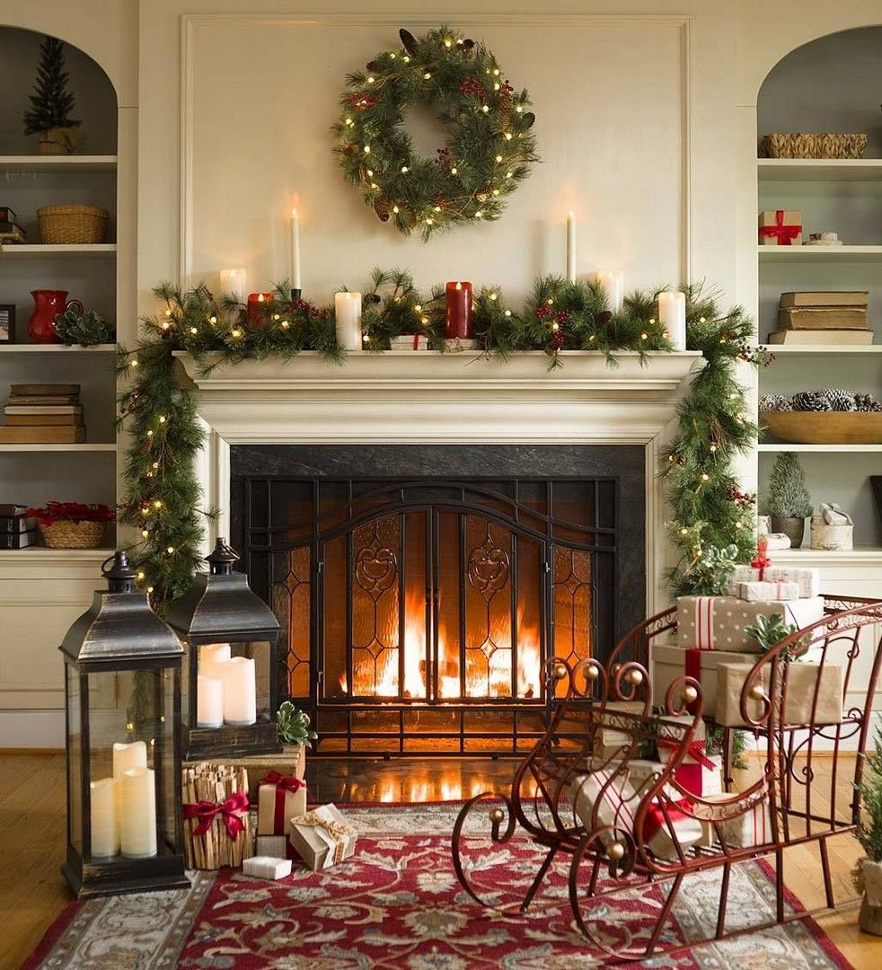 christmas fireplace wall decor 42 Most Beautiful Christmas Fireplace Decoration Ideas Christmas