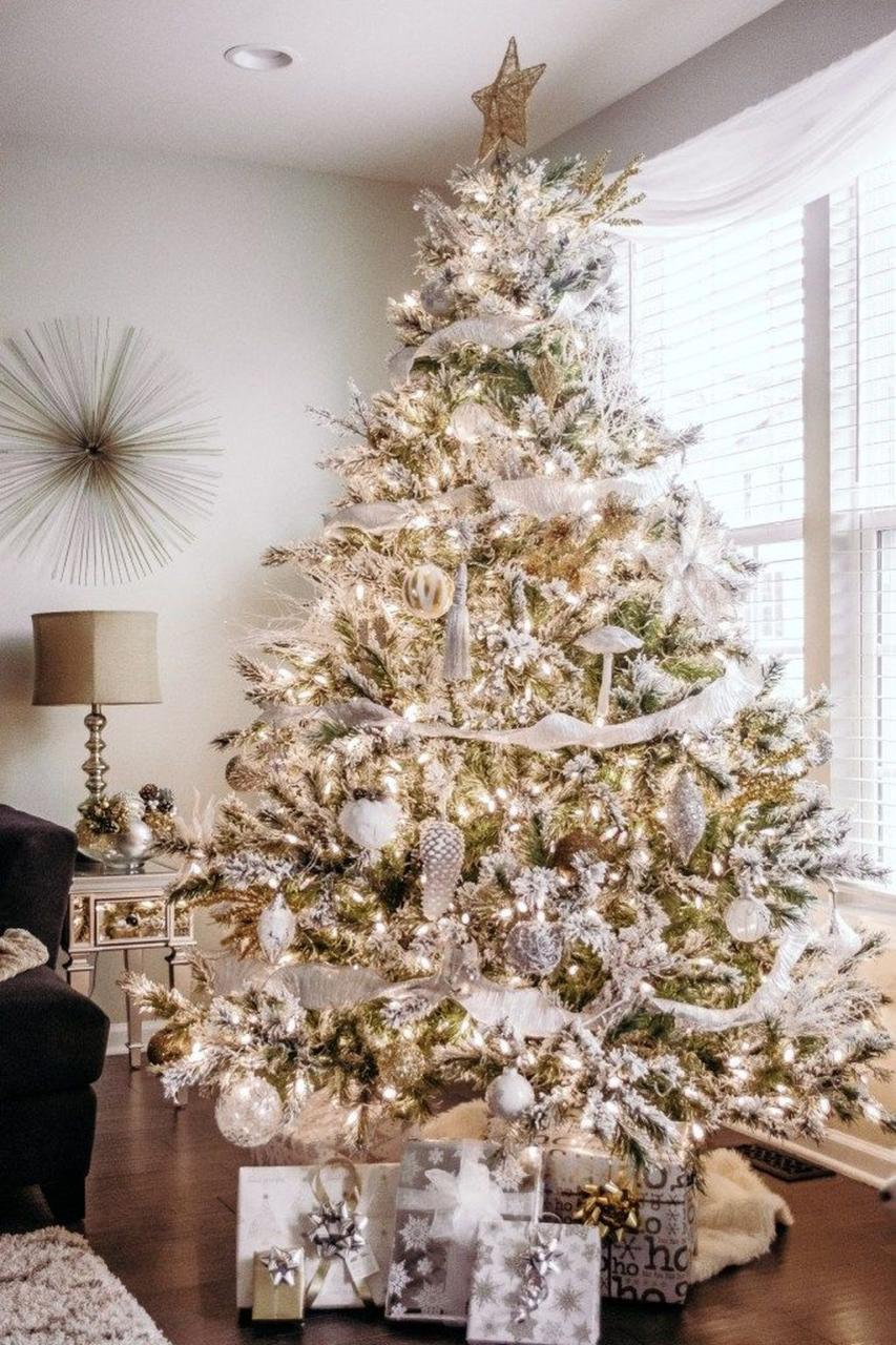 white and silver christmas decor 33 Stunning Silver And White Christmas Tree Decorating Ideas To Have