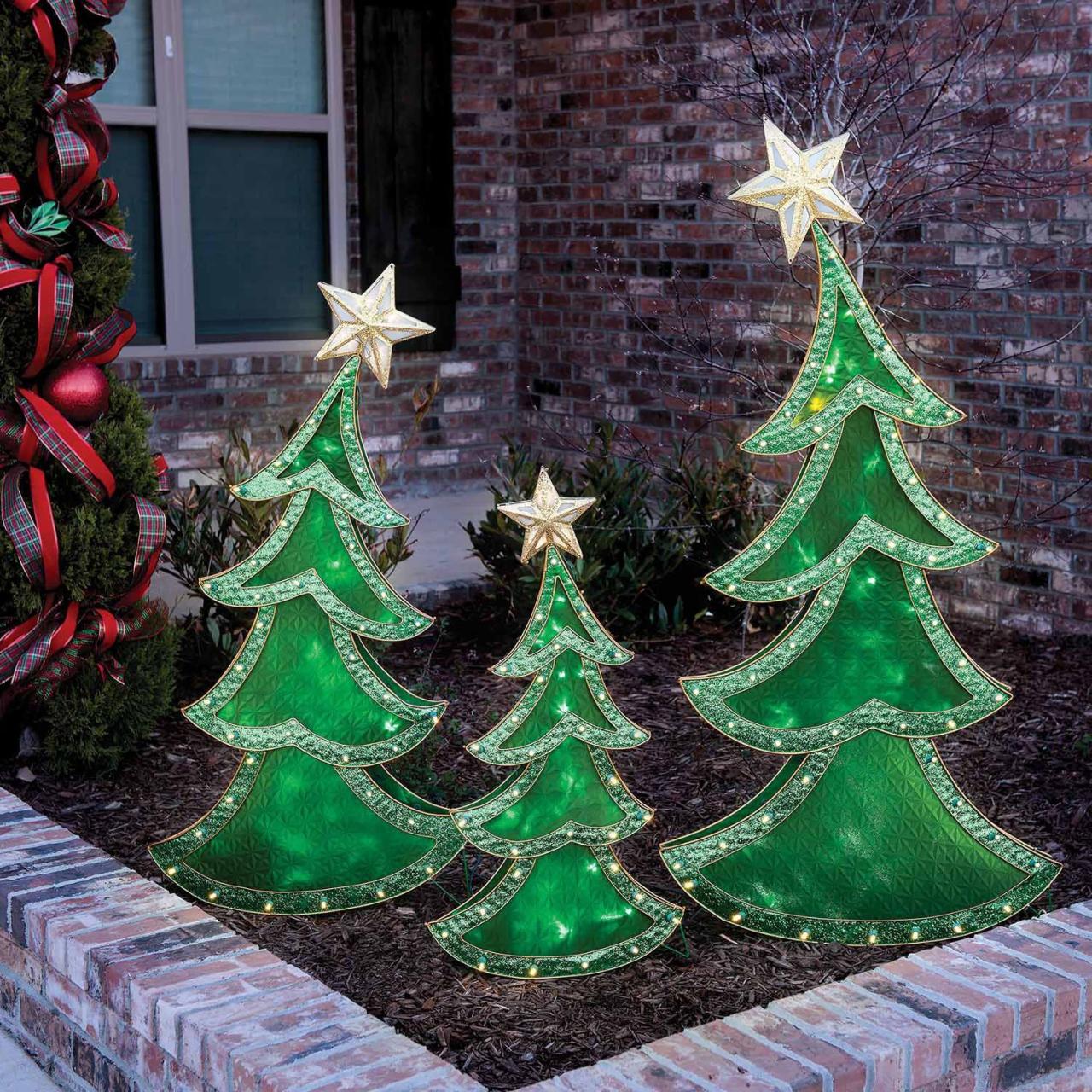 christmas decorations outdoor samsclub LED Decorative Christmas Trees (Set of 3) Sam's Club Christmas tree