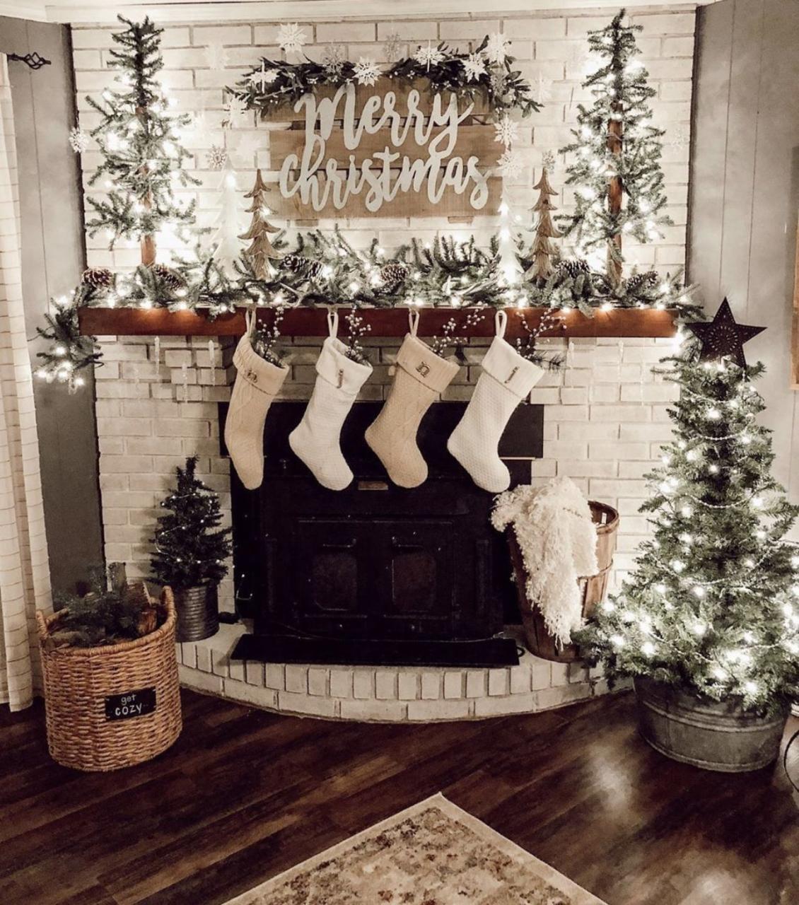 christmas decor for brick fireplace How To Decorate A Brick Fireplace For Christmas I Am Chris