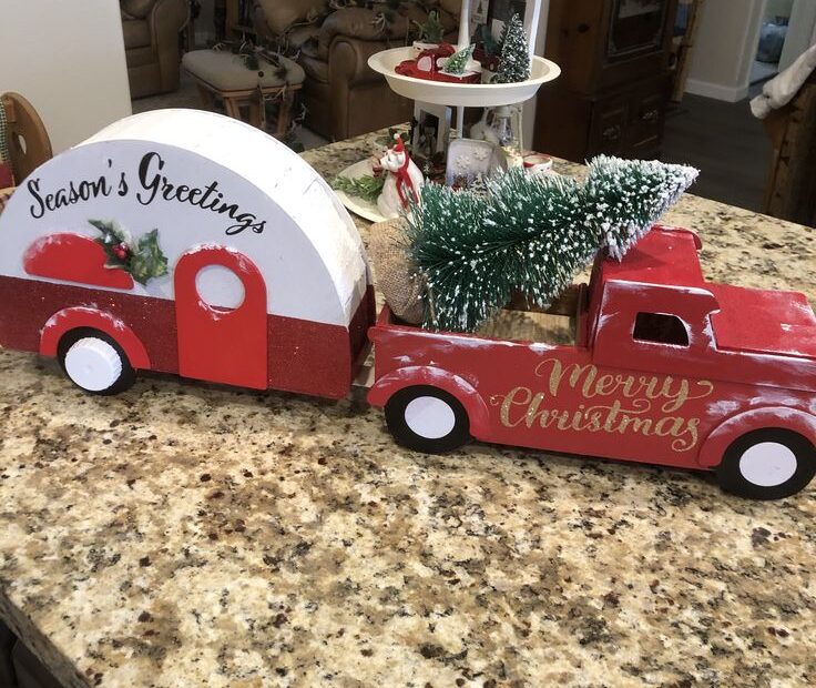 diy red truck christmas decor Red truck and trailer Christmas crafts diy, Christmas farm, Christmas