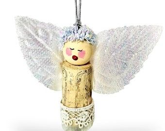 wine cork christmas decor Champagne Wine Cork Ornaments, Angel Christmas Decorations, Wine Lover