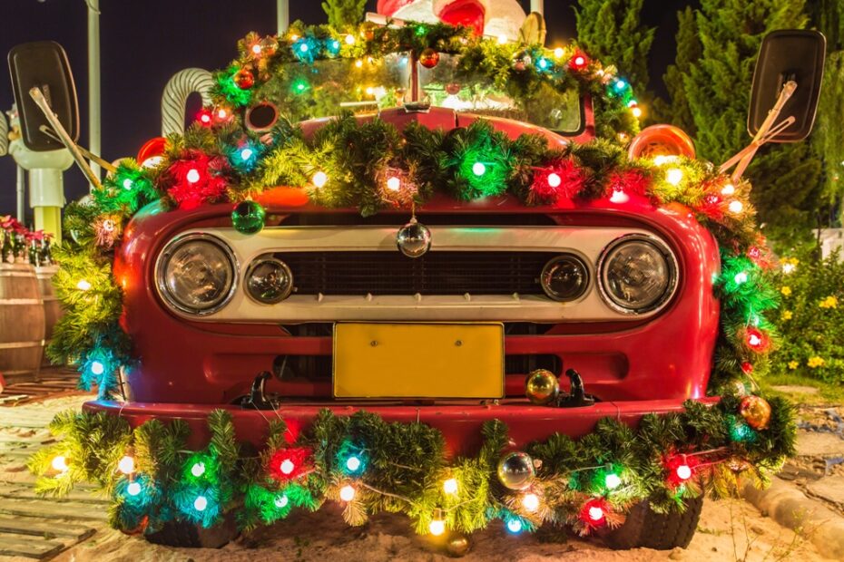 christmas decorations for inside car How to Decorate Your Car with Christmas Lights (for Parades & Parties