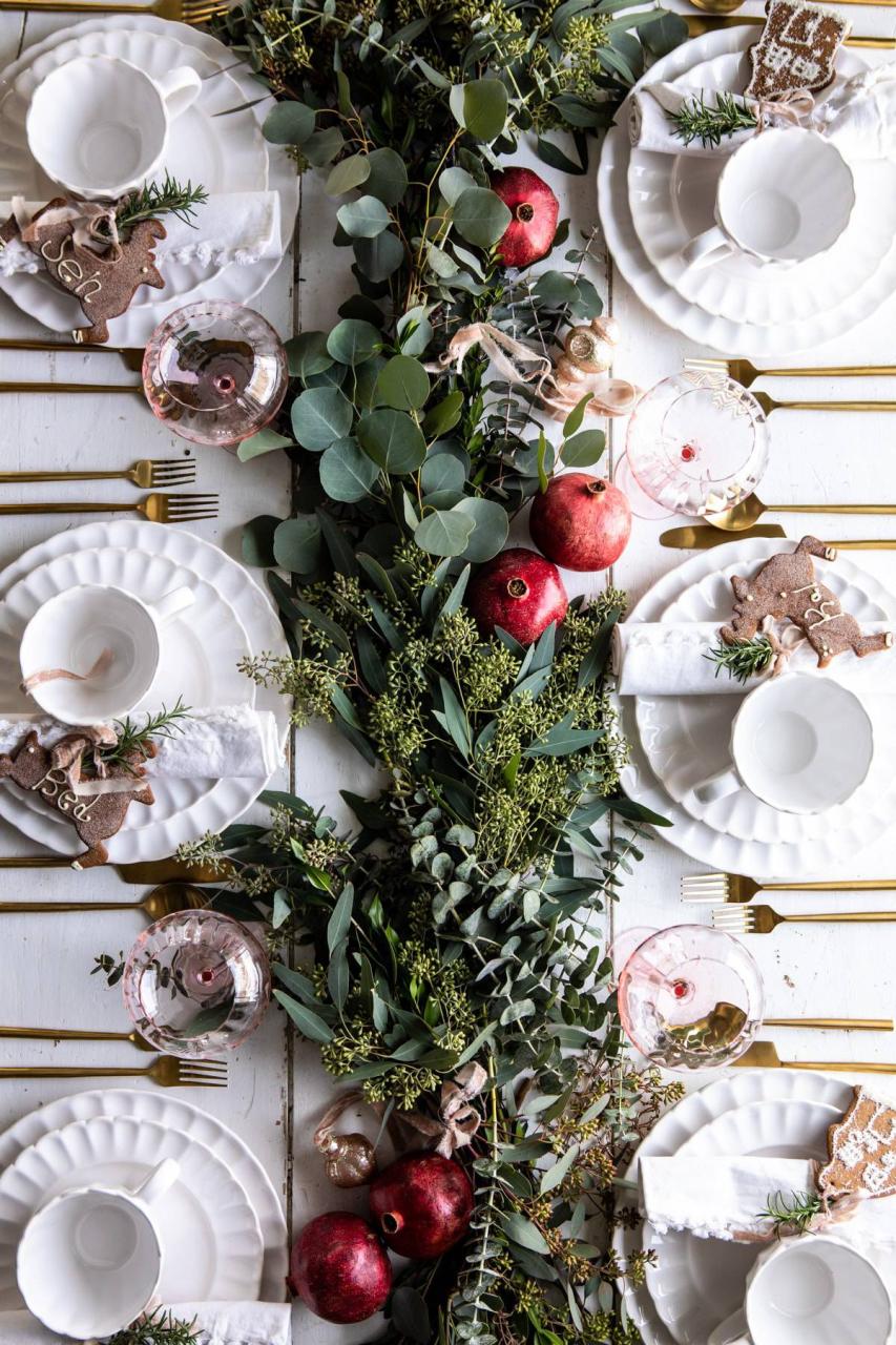 how to decor christmas table An Easy Christmas Tablescape + My Christmas Menu. Half Baked Harvest