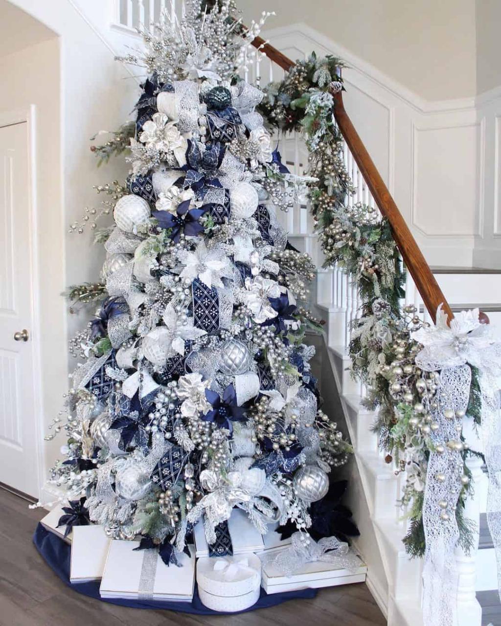 blue and green christmas tree decor Blue White Christmas Tree Decorations Soul & Lane