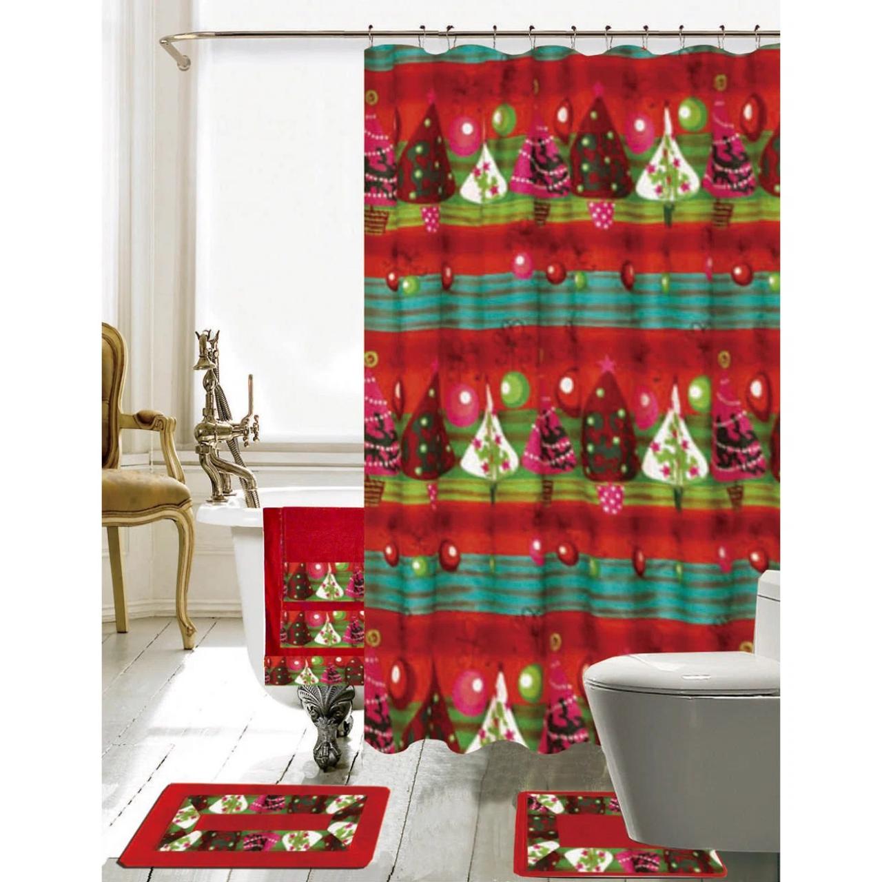 christmas bathroom decor set Daniels Bath Christmas Bathroom Decor 18 Piece Shower Curtain Set Wayfair