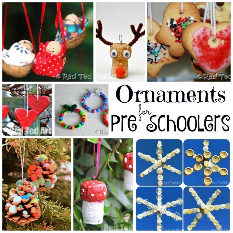 christmas decoration ideas for early years Christmas Ornaments for Preschoolers and Young Kids Red Ted Art's Blog