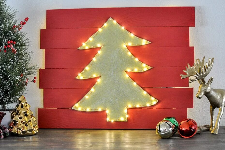 diy wall decor for christmas DIY Christmas Wall Decor Idea Light Up Led Tree Anika's DIY Life