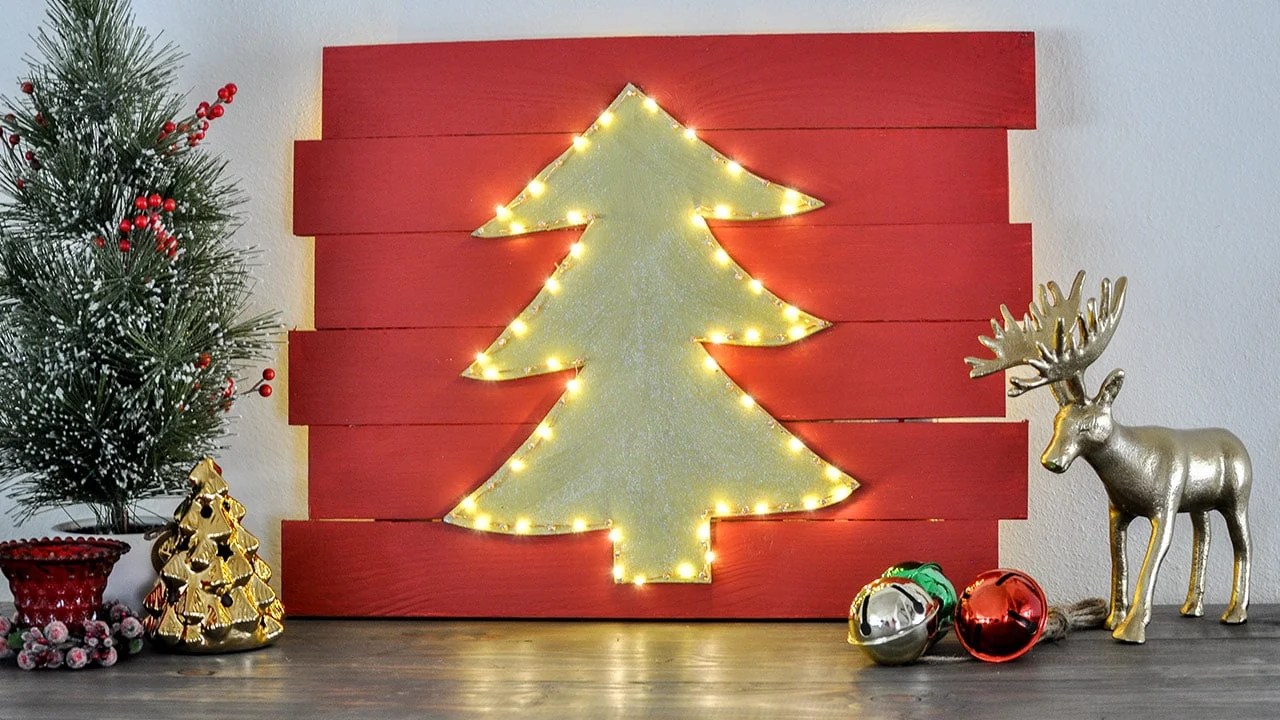 diy wall decor for christmas DIY Christmas Wall Decor Idea Light Up Led Tree Anika's DIY Life