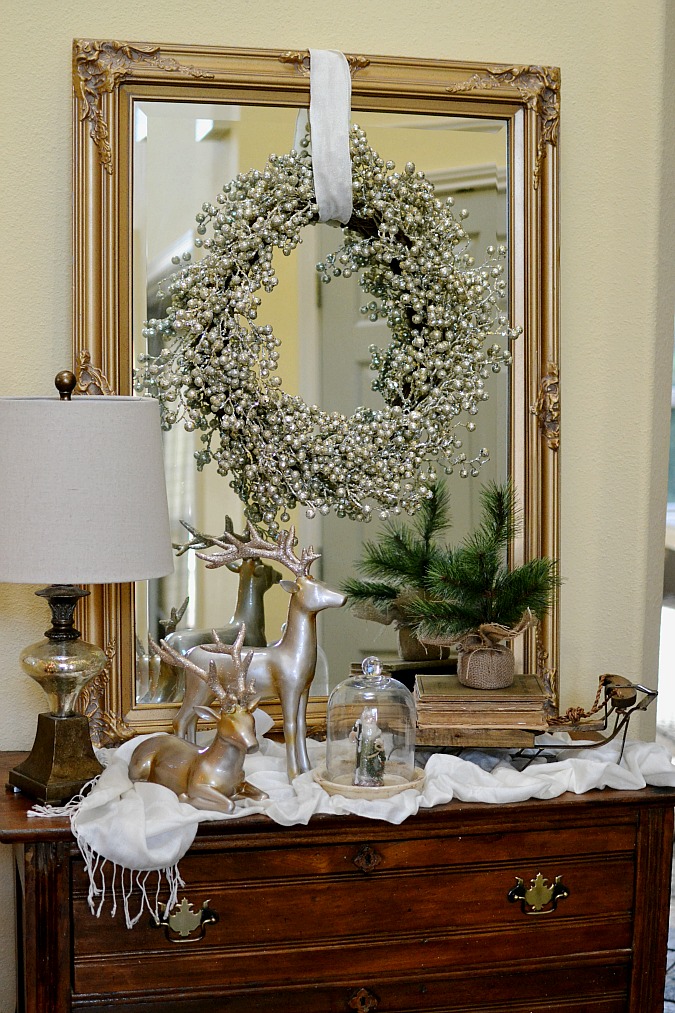 entry table christmas decor ideas Glamish Christmas Entry Decor At The Picket Fence