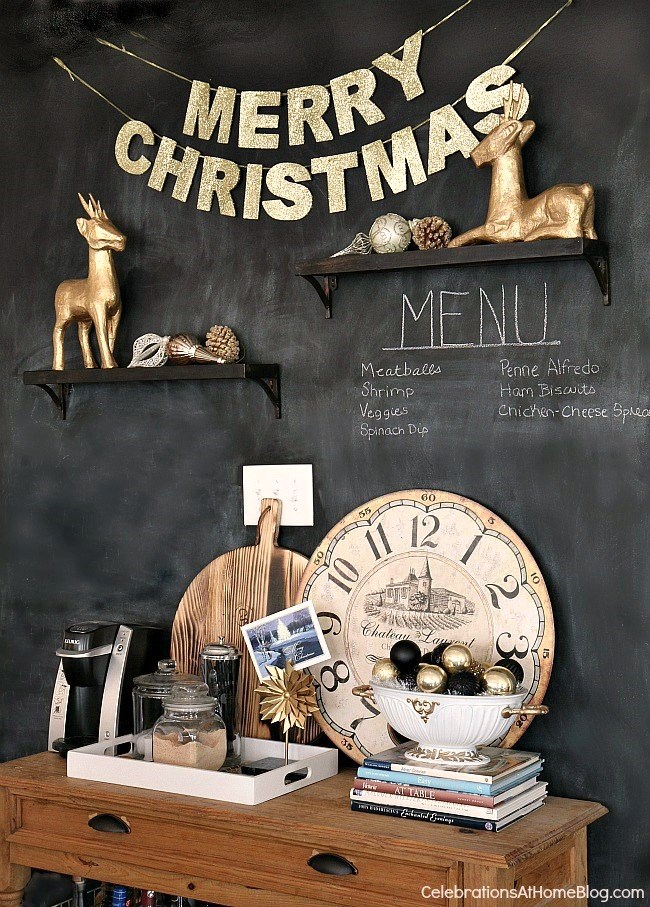 black white and gold christmas decor Christmas Decor with black & white & gold Celebrations at Home