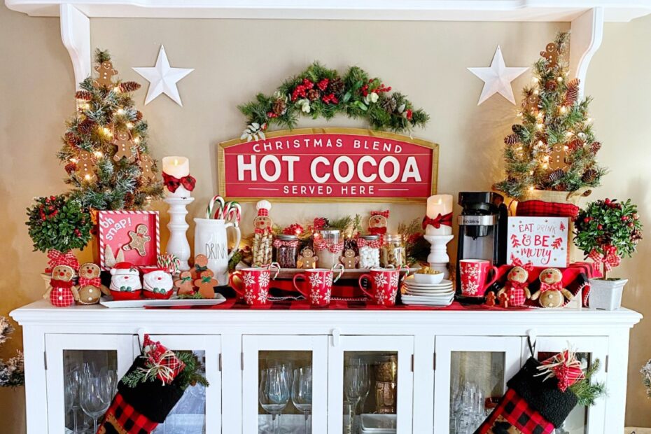 hot cocoa christmas decor Dining Delight Hot Cocoa Bar with Gingerbread Theme