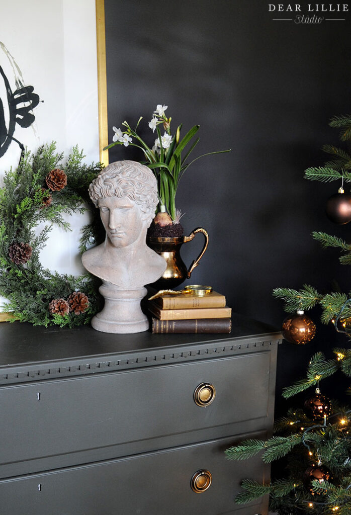 green and brown christmas decor Some Simple Brown and Green Christmas Decor in Our Study Dear Lillie