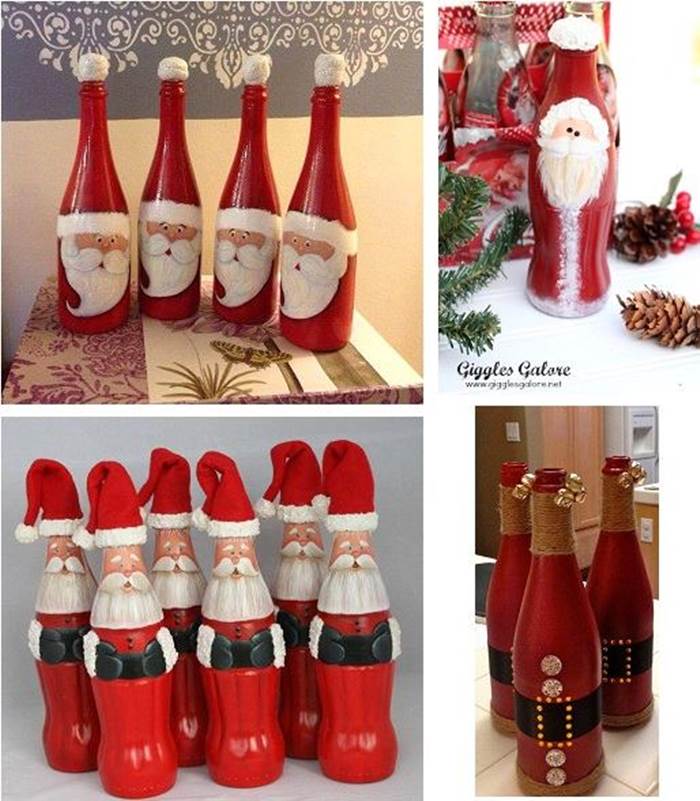 christmas decor using bottles Wonderful DIY Cute Christmas Bottle Santa