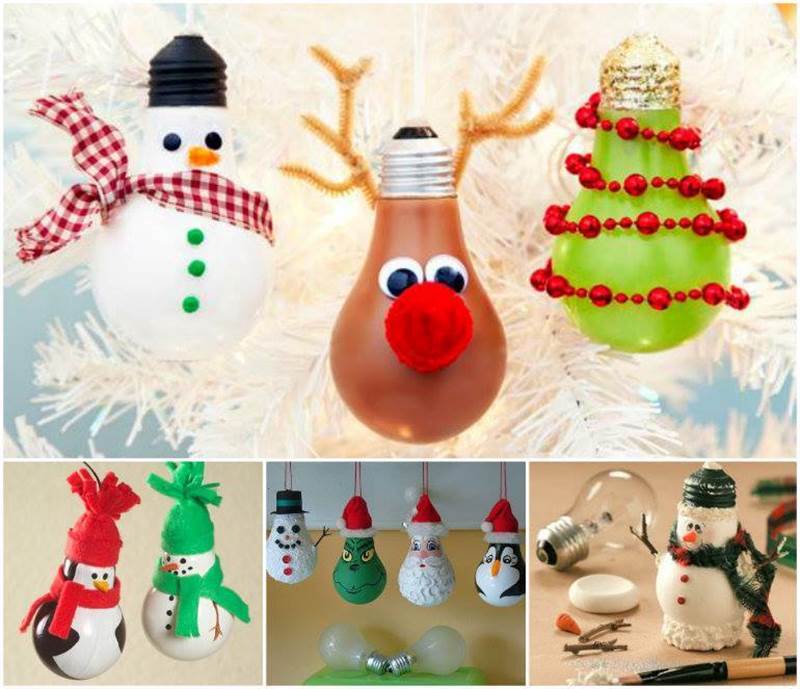 christmas bulb decoration ideas light Creative Ideas DIY Light Bulb Christmas Ornaments