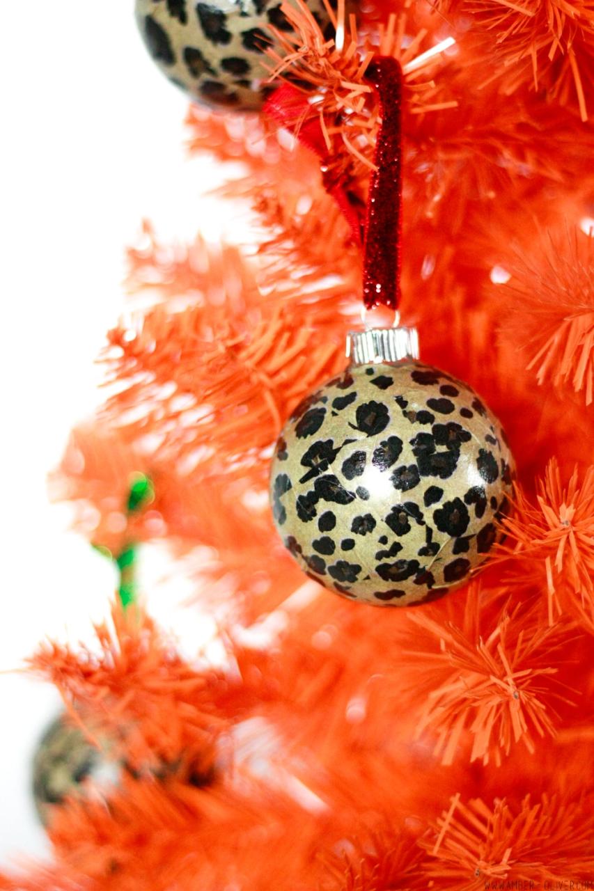 leopard print christmas decor DIY Leopard Print Ornaments Quick and easy Christmas tree decor!