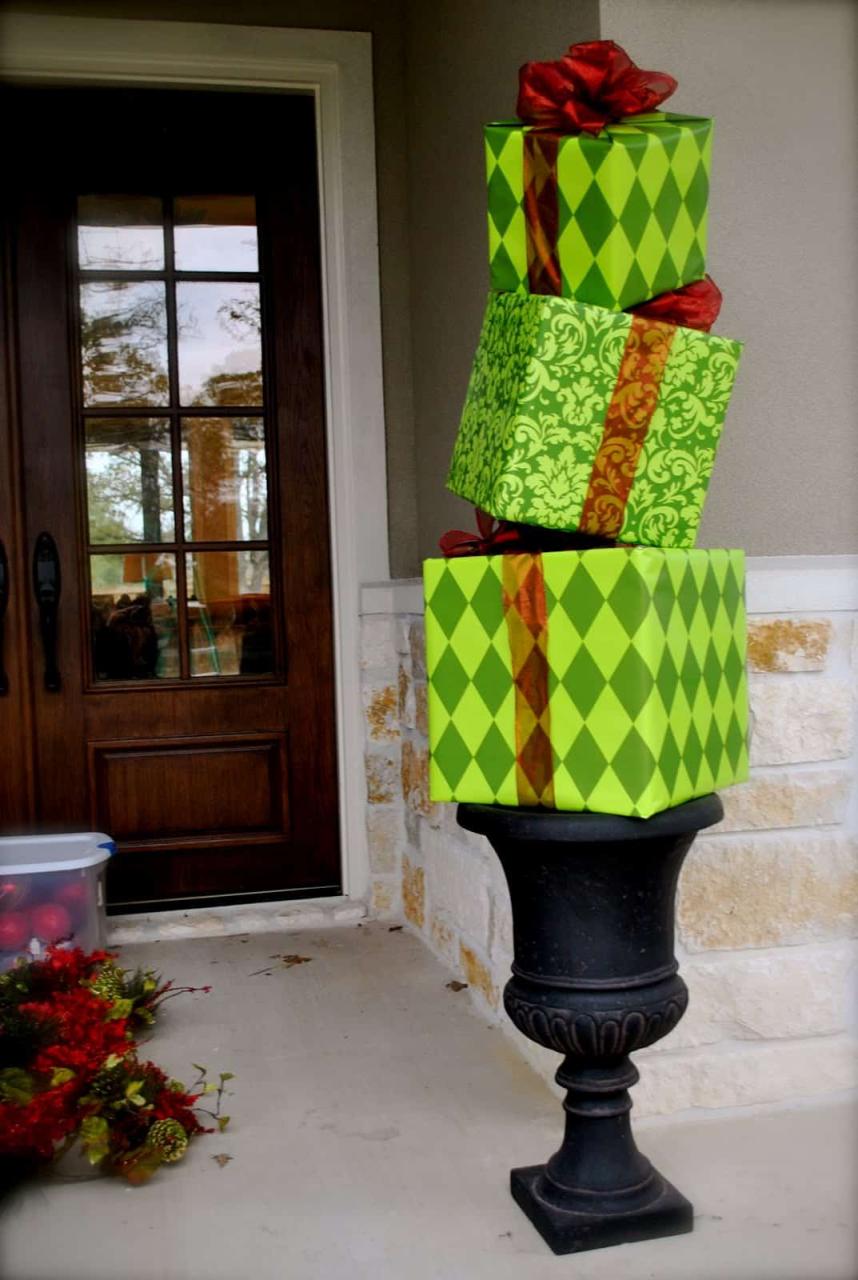 christmas present decorations indoor 15 DIY Christmas Door Decorations To Greet Your Guests With This Year