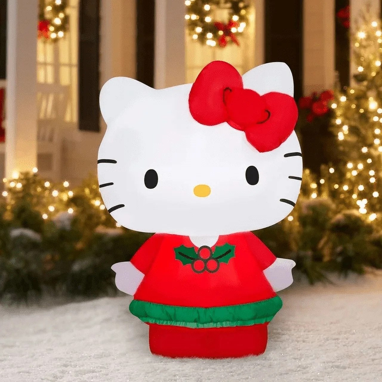 hello kitty christmas decorations outdoor Hello Kitty 3.5Ft Tall Inflatable Christmas Outdoor Yard Holiday