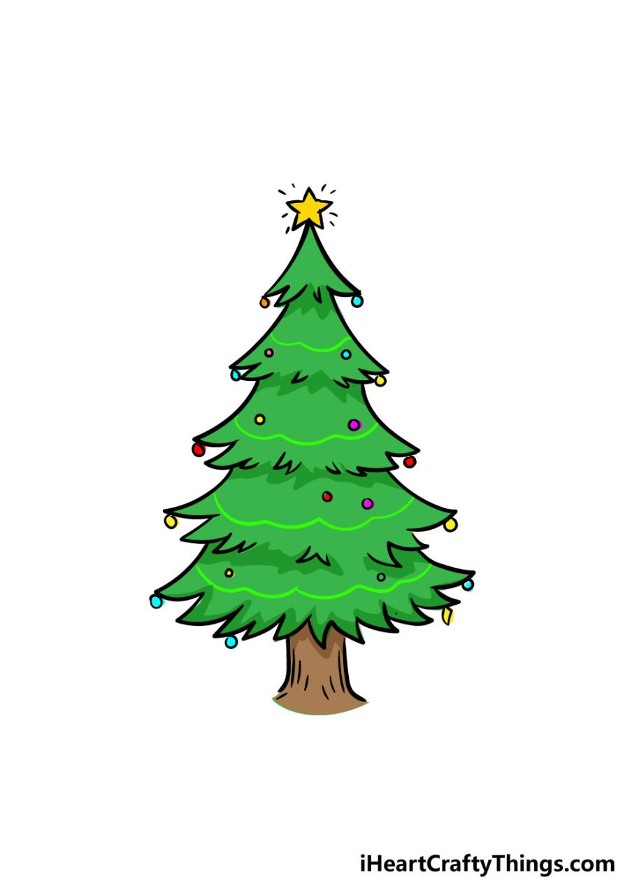 christmas decorations outdoor drawing Christmas Tree Drawing How To Draw A Christmas Tree Step By Step!