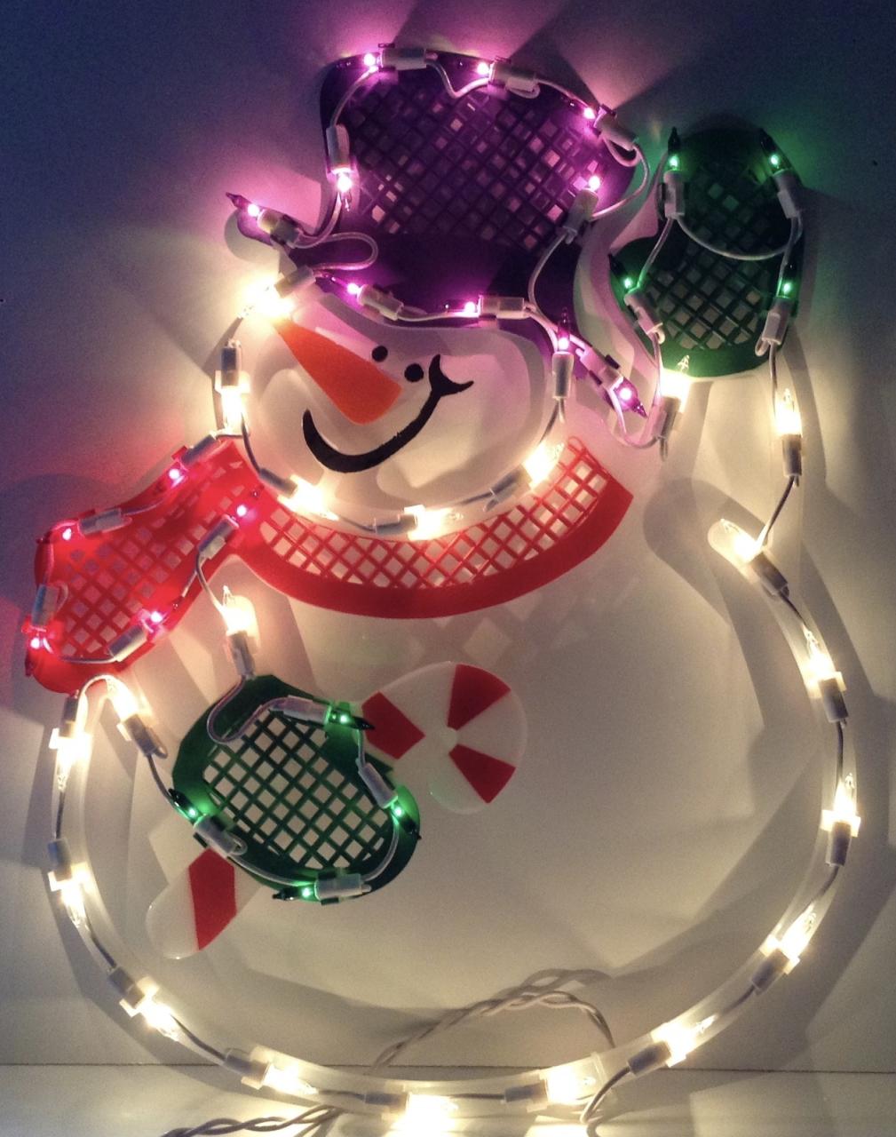 light up christmas decor indoor Christmas WAVING SNOWMAN Lighted Window Decoration Indoor / Outdoor Use