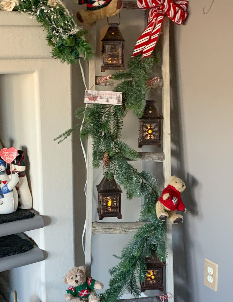 diy christmas ladder decor Easy Christmas Ladder Decor my home of all seasons