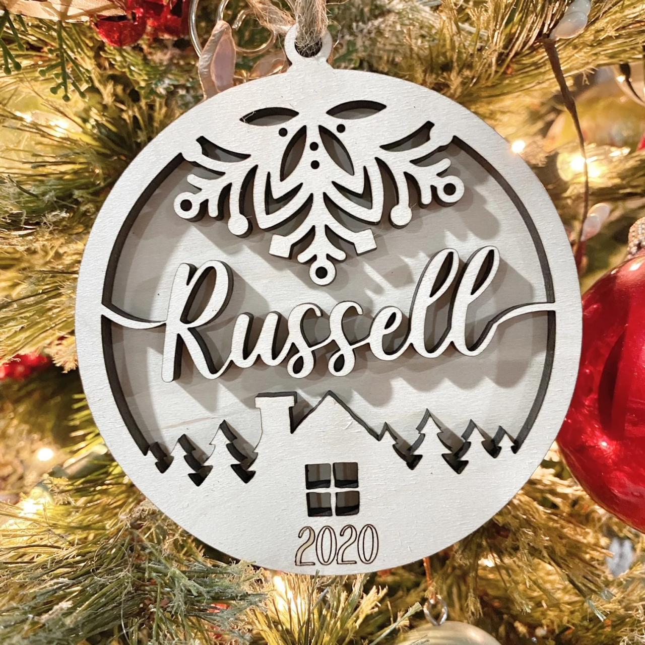 christmas ornament name ideas Custom Name Wood Laser Cut Christmas Ornament Personalized Sawdust