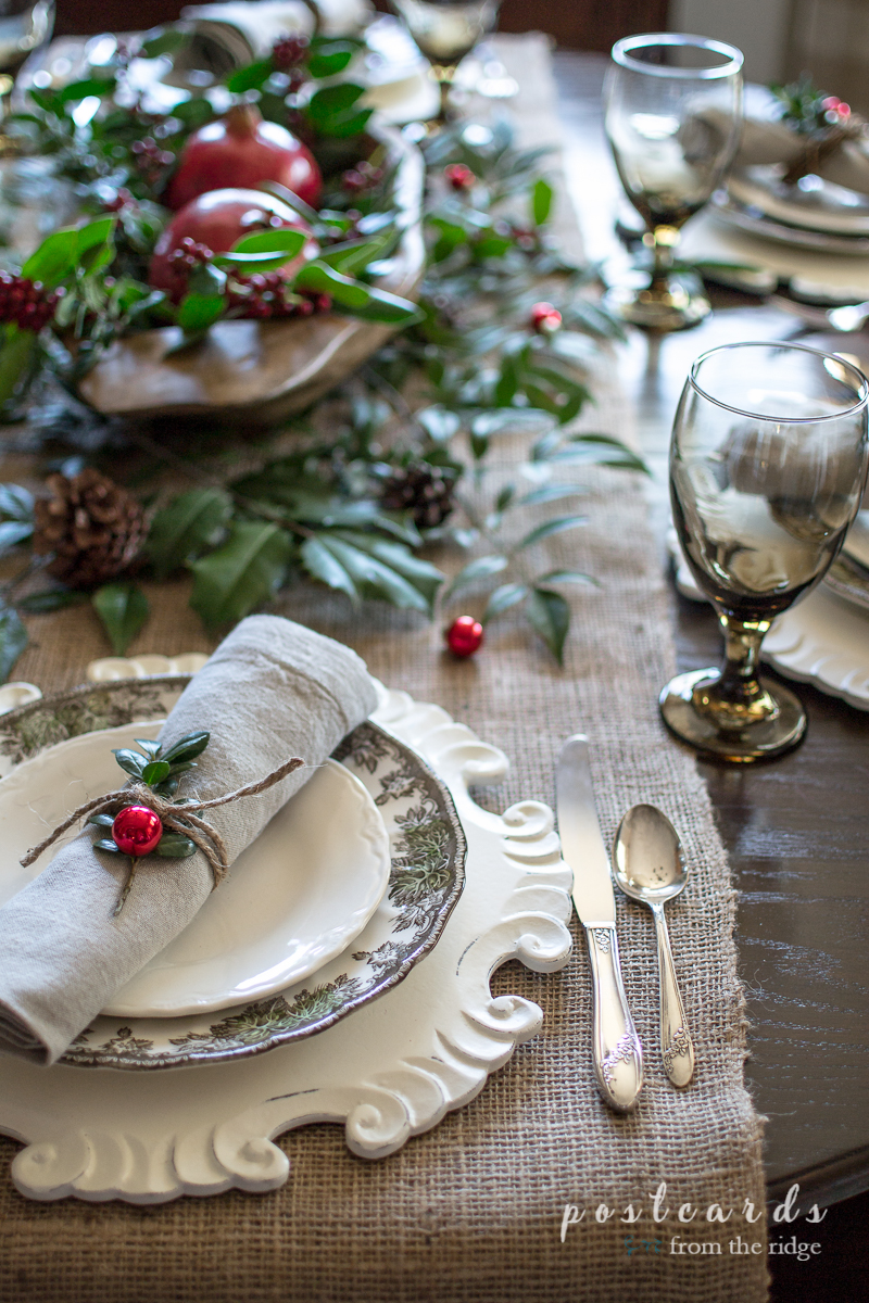 christmas table decor rustic Natural Rustic Christmas Table Postcards from the Ridge