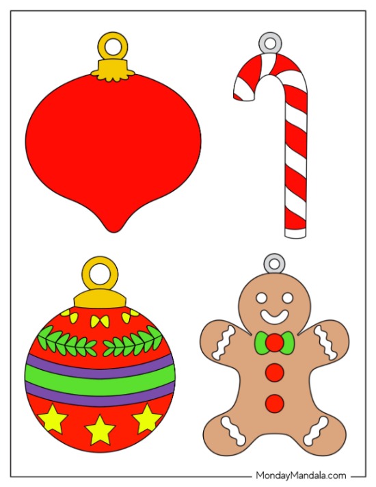 christmas decor printables pdf 52 Printable Christmas Ornaments (Free PDF Templates)