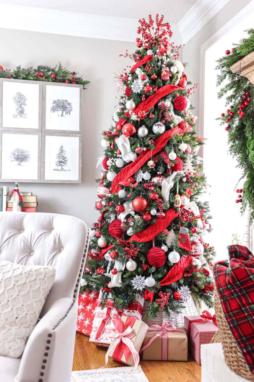 red black and white christmas decor Red And White Trees White Christmas Themes