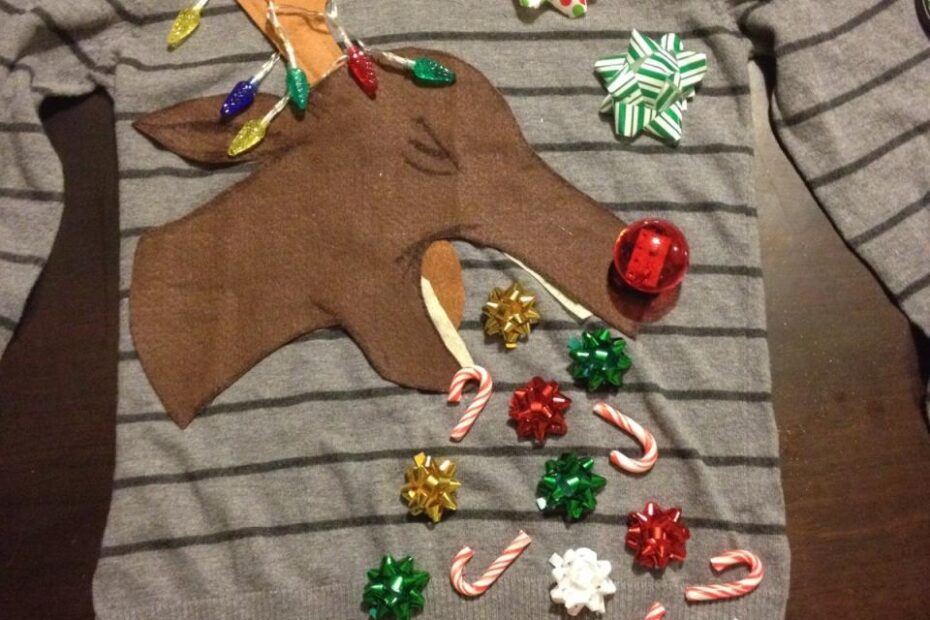 ugly christmas sweater party decor 53 DIY Ugly Christmas Sweater Ideas