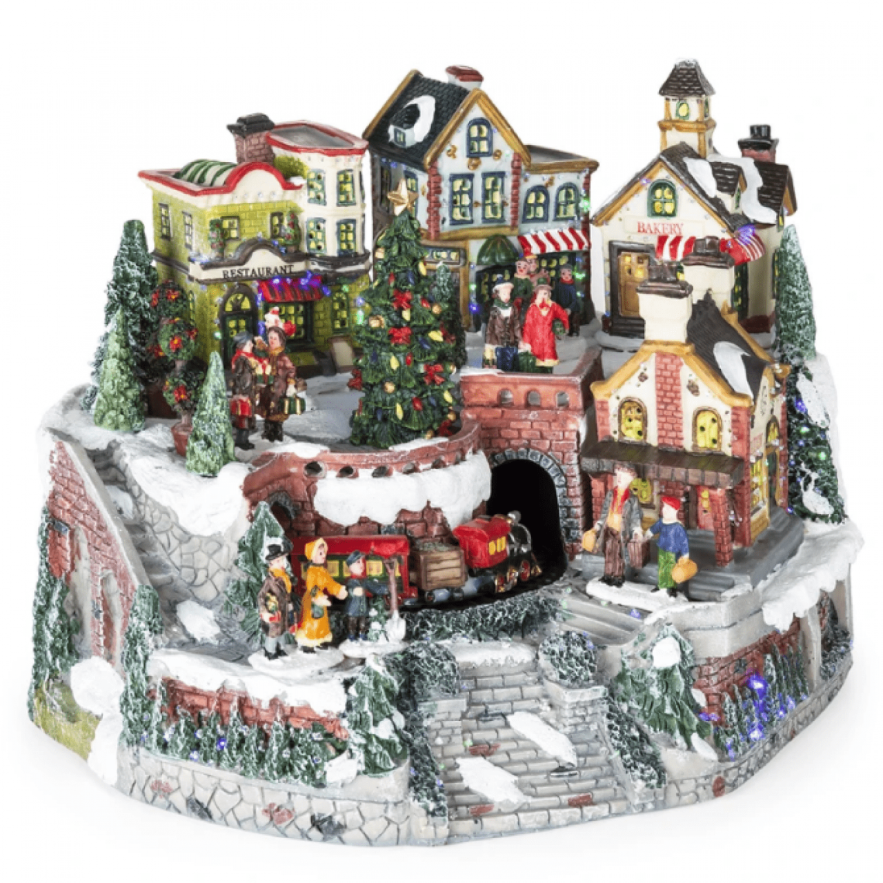 christmas decor village set Christmas Village Table Top Set with Rotating Train On Sale and Coupon!!!!