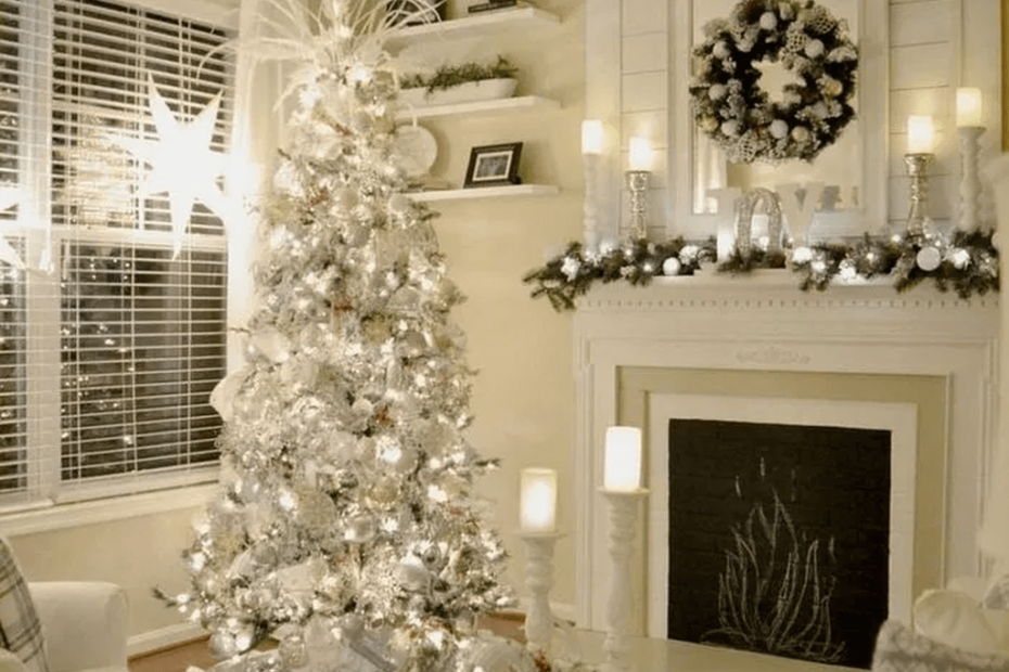 gray and white christmas decor 48 Stunning White Christmas Tree Ideas To Decorate Your Interior