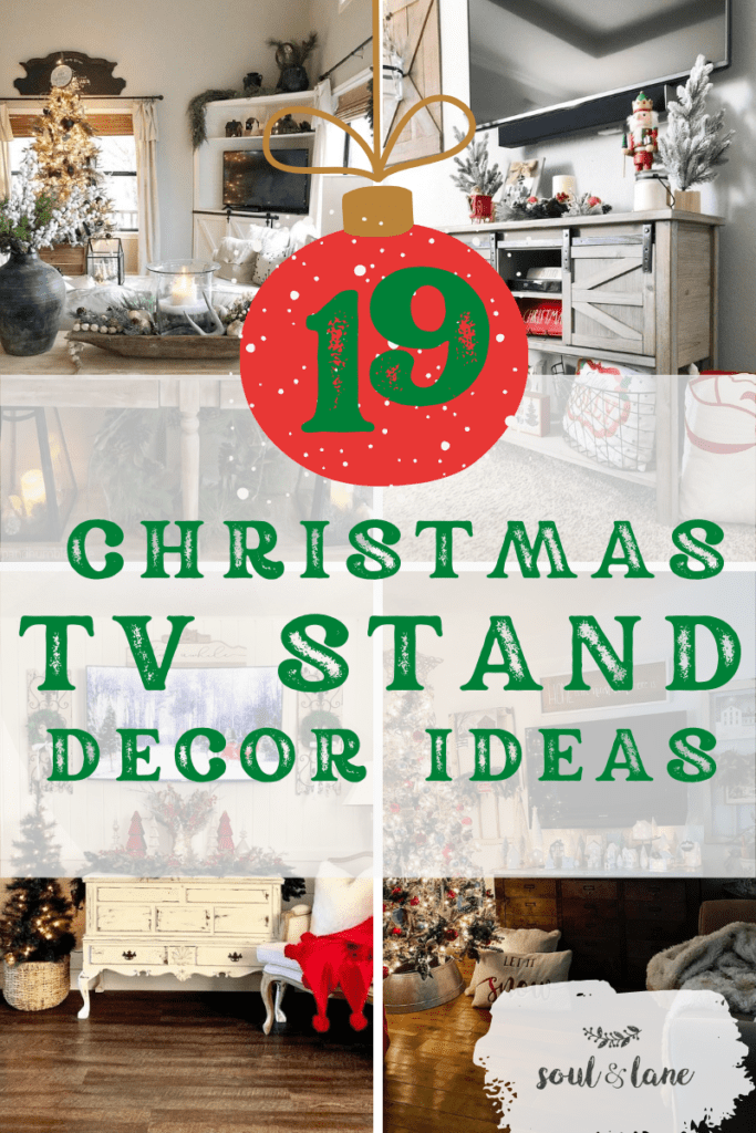 christmas decor under tv 19 Christmas Décor Ideas for TV Stands to Watch Holiday Movies in Style