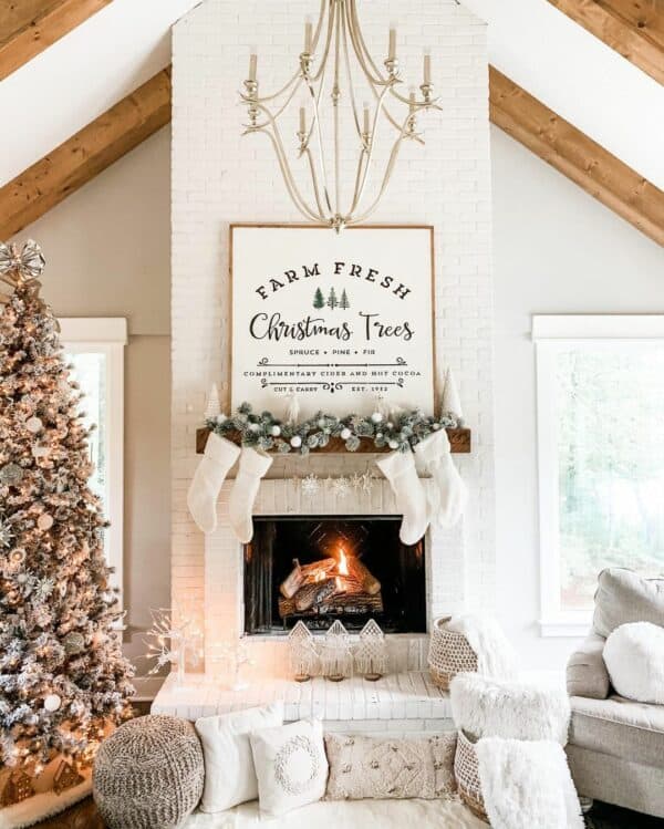 christmas decor for brick fireplace 35 Festive Christmas Fireplace Ideas That Will Delight