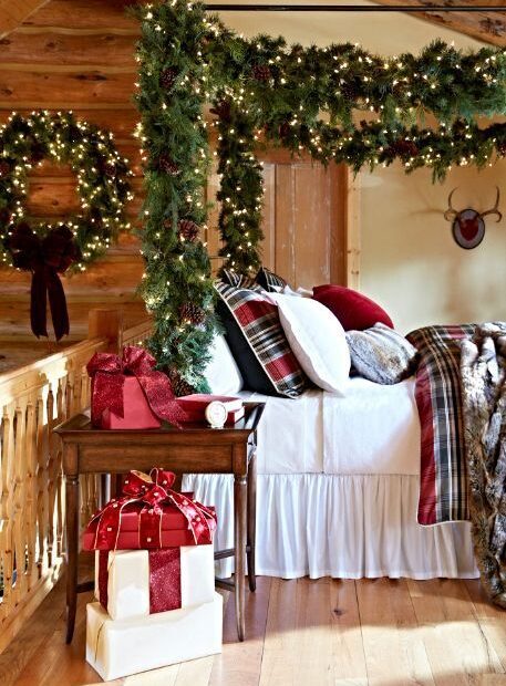 christmas decorations indoor bedroom 50 Adorable Christmas Bedroom Décor Ideas DigsDigs