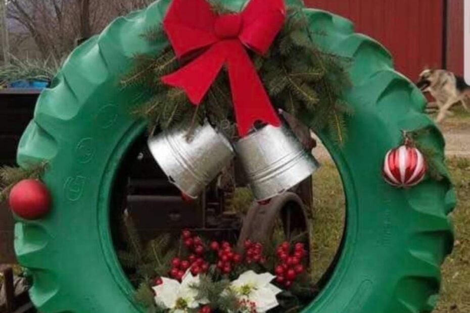 tractor supply christmas decor Tractor Tire Wreath.......... Outside christmas decorations, Outdoor