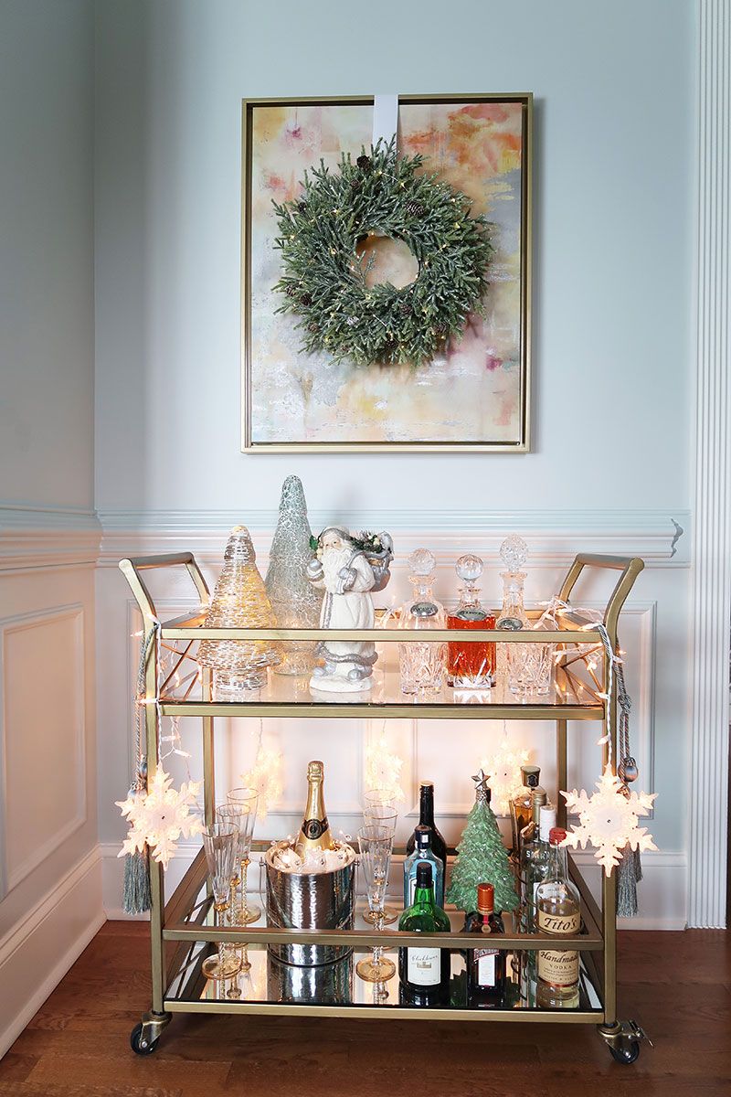 christmas bar cart decor Christmas Bar Cart Tour with 6 Bloggers! Christmas bar cart, Holiday