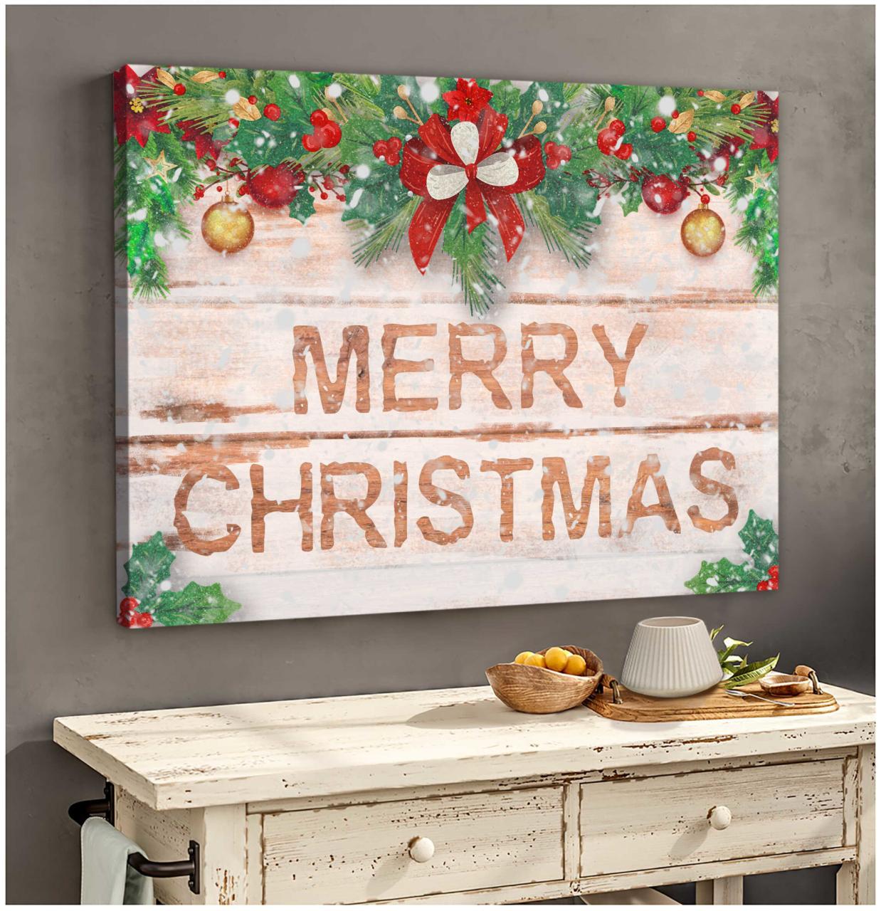 christmas canvas wall decor Christmas Canvas Wall Art Merry Christmas Wrapped And Framed Canvas For