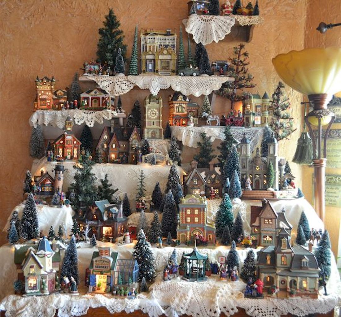 little village christmas decor Christmas Village Window Display Ideas Christmas village display, Diy